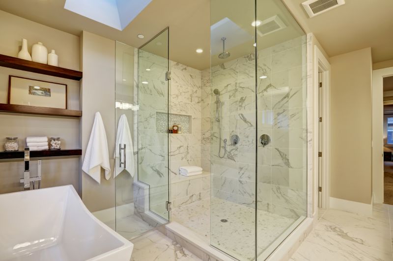 Corner Shower with Built-in Shelves
